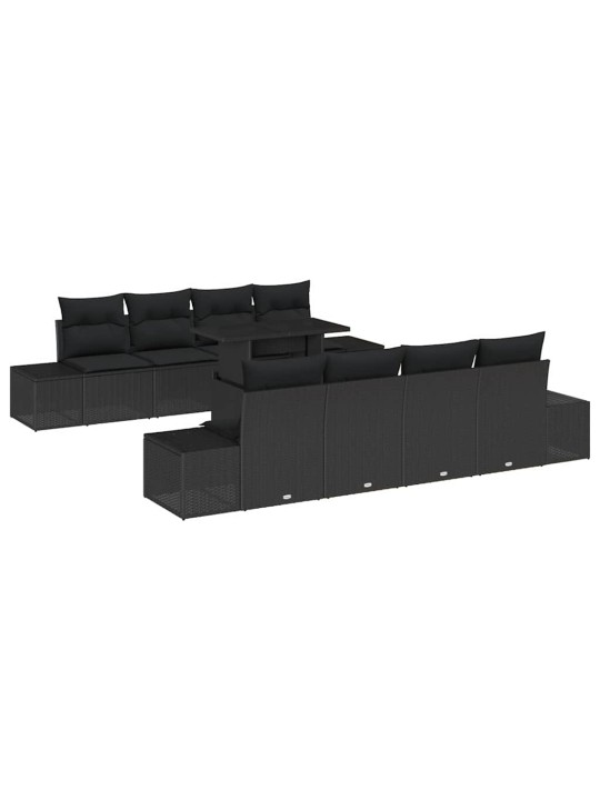 Dārza dīvānu komplekts ar spilvenu 7 pcs melna 100 x 55 x 73 cm