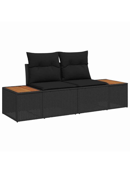 Dārza dīvānu komplekts 8 pcs melna poliūtu rotangpalma