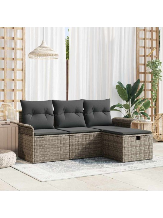 Dārza dīvānu komplekts 4 pcs pelēka 196 x 117 x 85 cm