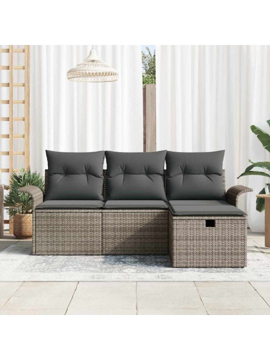 Dārza dīvānu komplekts 4 pcs pelēka 196 x 117 x 85 cm