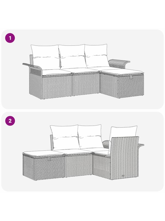 Dārza dīvānu komplekts 4 pcs pelēka 196 x 117 x 85 cm