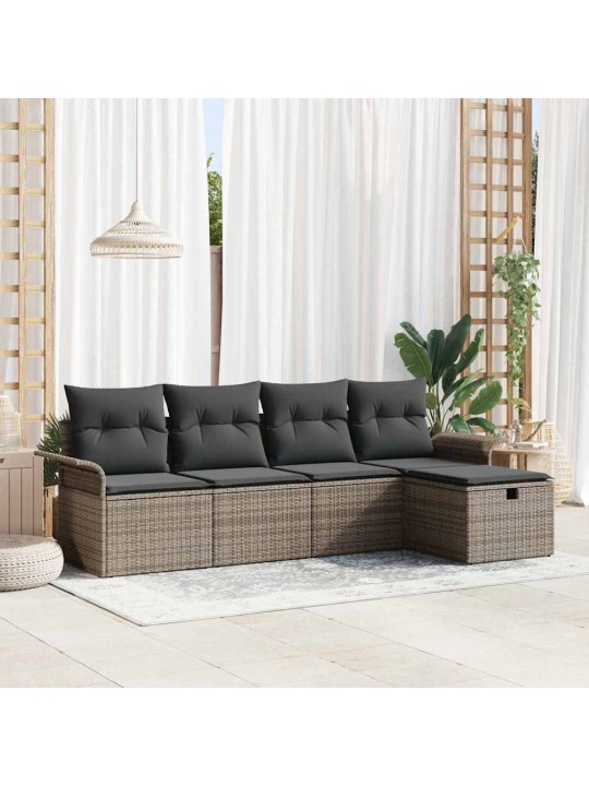 Dārza dīvānu komplekts 5 pcs pelēka 251 x 117 x 85 cm