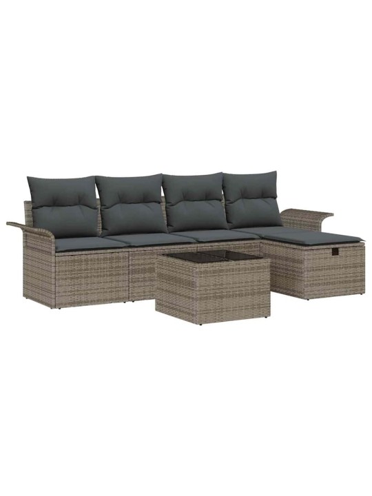 Dārza dīvānu komplekts 6 pcs pelēka 251 x 117 x 85 cm
