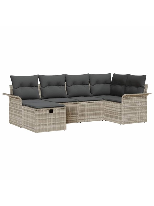 Dārza dīvānu komplekts 6 pcs gaiši pelēka 242.5 x 132.5 x 85 cm