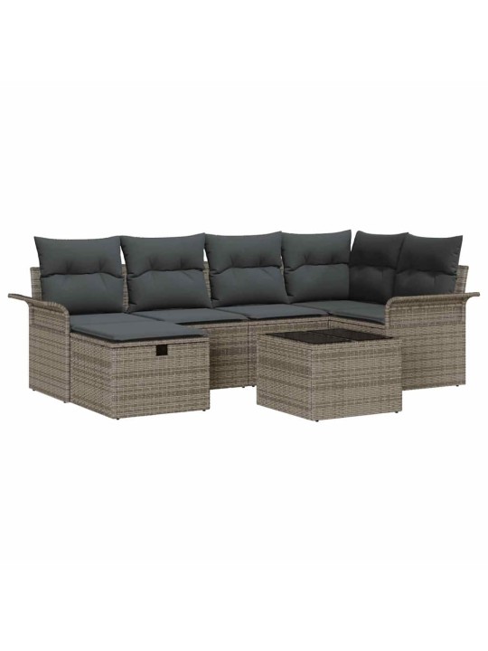 Dārza dīvānu komplekts 7 pcs pelēka 242.5 x 132.5 x 85 cm