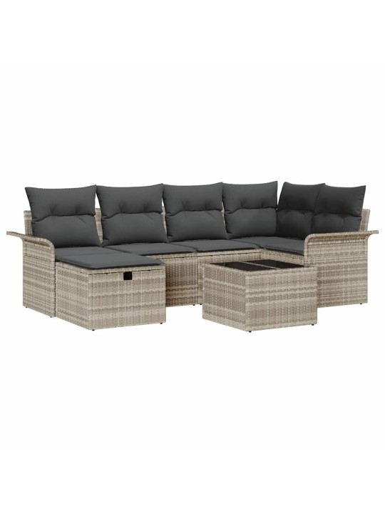 Dārza dīvānu komplekts 7 pcs gaiši pelēka 242.5 x 132.5 x 85 cm