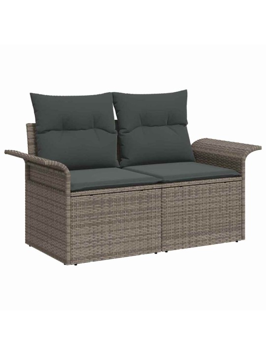 Dārza dīvānu komplekts 7 pcs pelēka 297.5 x 132.5 x 85 cm