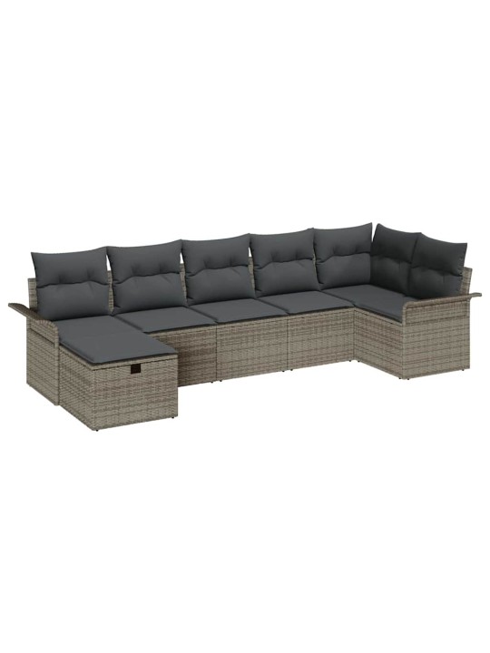 Dārza dīvānu komplekts 7 pcs pelēka 297.5 x 132.5 x 85 cm