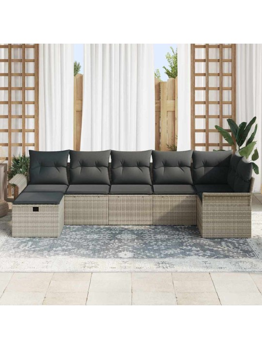 Dārza dīvānu komplekts 7 pcs gaiši pelēka 297.5 x 132.5 x 85 cm
