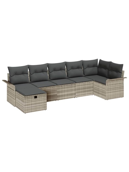 Dārza dīvānu komplekts 7 pcs gaiši pelēka 297.5 x 132.5 x 85 cm
