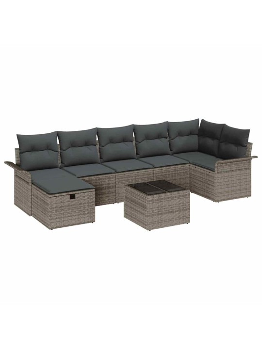 Dārza dīvānu komplekts 8 pcs pelēka 297.5 x 132.5 x 85 cm