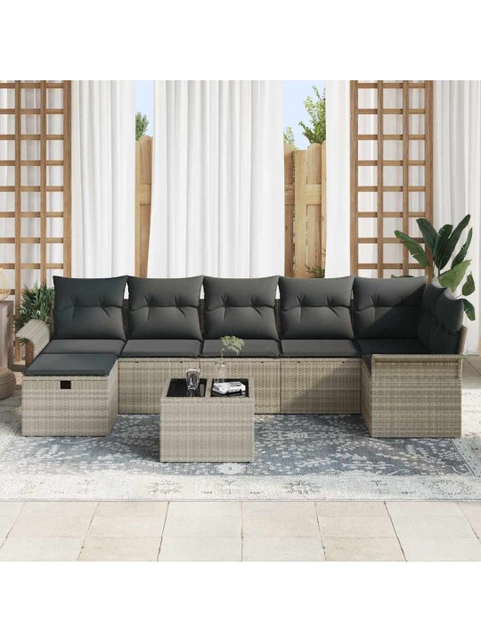 Dārza dīvānu komplekts 8 pcs gaiši pelēka 297.5 x 132.5 x 85 cm