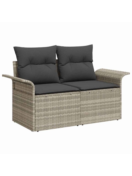 Dārza dīvānu komplekts 8 pcs gaiši pelēka 297.5 x 132.5 x 85 cm
