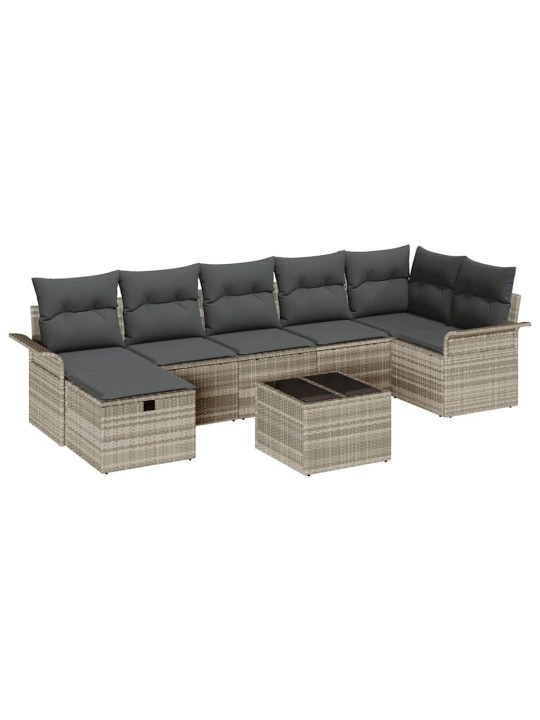 Dārza dīvānu komplekts 8 pcs gaiši pelēka 297.5 x 132.5 x 85 cm