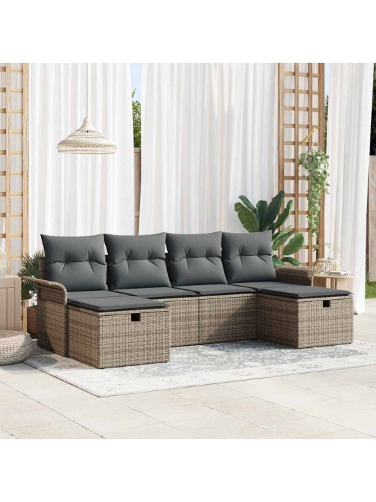 Dārza dīvānu komplekts 6 pcs pelēka 251 x 117 x 85 cm
