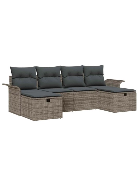 Dārza dīvānu komplekts 6 pcs pelēka 251 x 117 x 85 cm