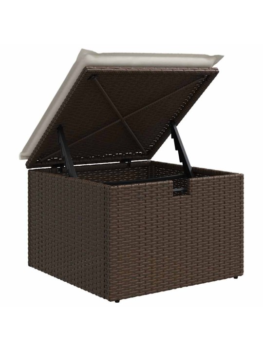 Dārza dīvānu komplekts ar spilvenu 4 pcs brūna un krēmkrāsas