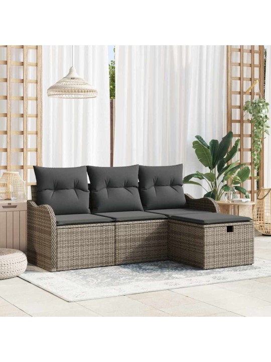 Dārza dīvānu komplekts 4 pcs pelēka 176 x 117 x 85 cm