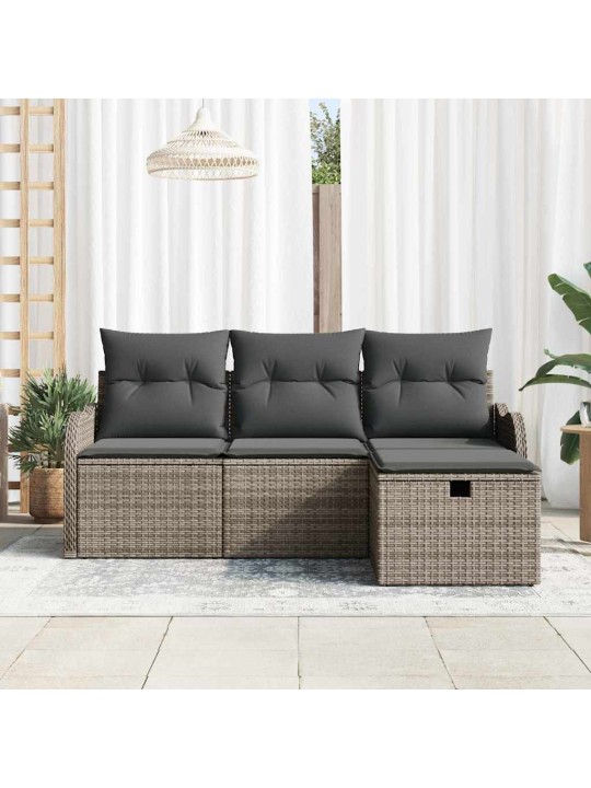 Dārza dīvānu komplekts 4 pcs pelēka 176 x 117 x 85 cm