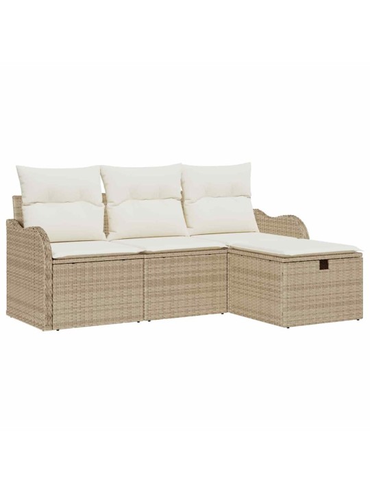 Dārza dīvānu komplekts ar spilvenu 4 pcs bēša un krēmkrāsa