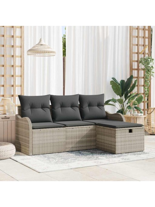 Dārza dīvānu komplekts 4 pcs gaiši pelēka 176 x 117 x 85 cm