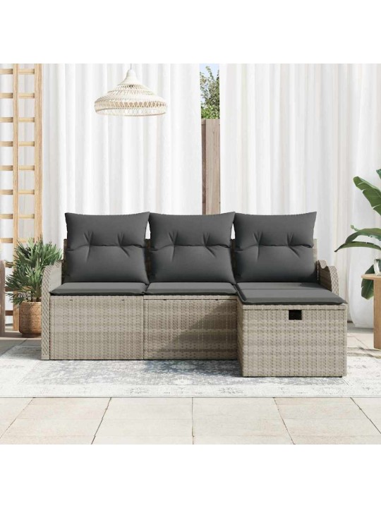 Dārza dīvānu komplekts 4 pcs gaiši pelēka 176 x 117 x 85 cm