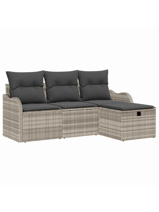 Dārza dīvānu komplekts 4 pcs gaiši pelēka 176 x 117 x 85 cm