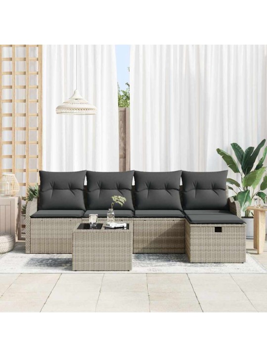 Dārza dīvānu komplekts 6 pcs gaiši pelēka 231 x 117 x 85 cm