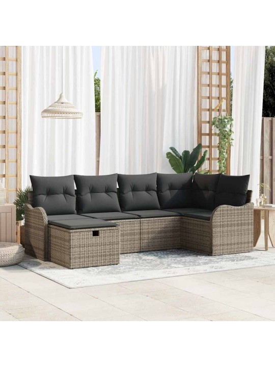 Dārza dīvānu komplekts 6 pcs pelēka 232.5 x 122.5 x 85 cm