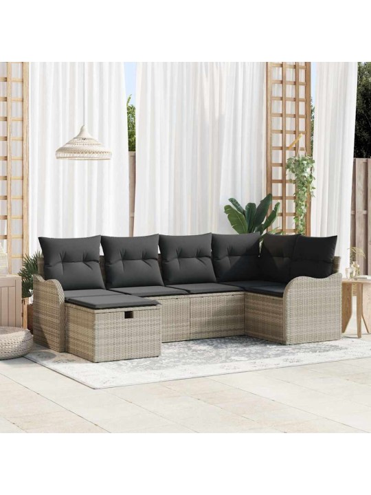 Dārza dīvānu komplekts 6 pcs gaiši pelēka 232.5 x 122.5 x 85 cm