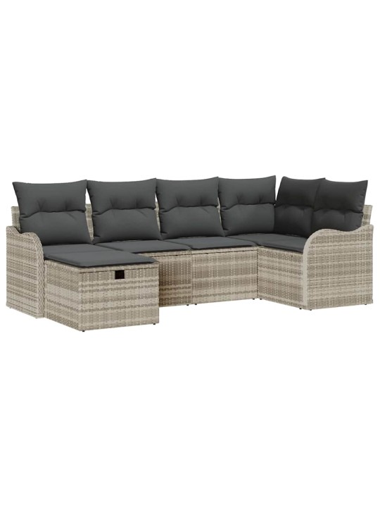 Dārza dīvānu komplekts 6 pcs gaiši pelēka 232.5 x 122.5 x 85 cm