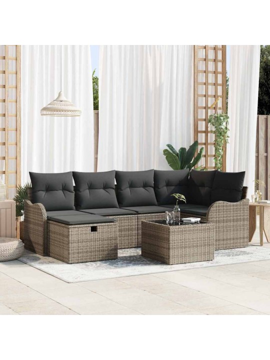 Dārza dīvānu komplekts 7 pcs pelēka 232.5 x 122.5 x 85 cm