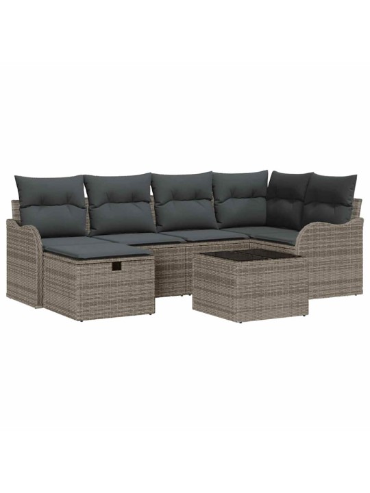 Dārza dīvānu komplekts 7 pcs pelēka 232.5 x 122.5 x 85 cm