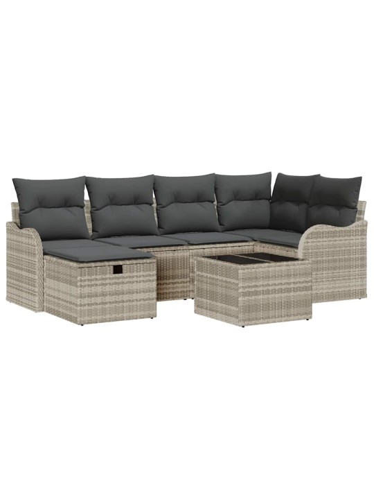 Dārza dīvānu komplekts 7 pcs gaiši pelēka 232.5 x 122.5 x 85 cm