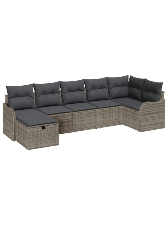 Dārza dīvānu komplekts 7 pcs pelēka 287.5 x 122.5 x 85 cm