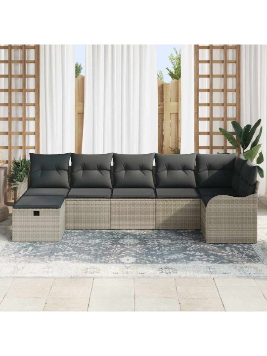 Dārza dīvānu komplekts 7 pcs gaiši pelēka 287.5 x 122.5 x 85 cm