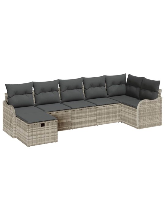Dārza dīvānu komplekts 7 pcs gaiši pelēka 287.5 x 122.5 x 85 cm