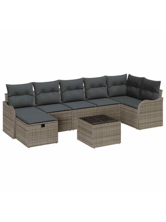 Dārza dīvānu komplekts 8 pcs pelēka 287.5 x 122.5 x 85 cm