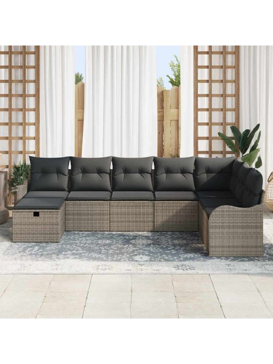 Dārza dīvānu komplekts 8 pcs pelēka 287.5 x 177.5 x 85 cm