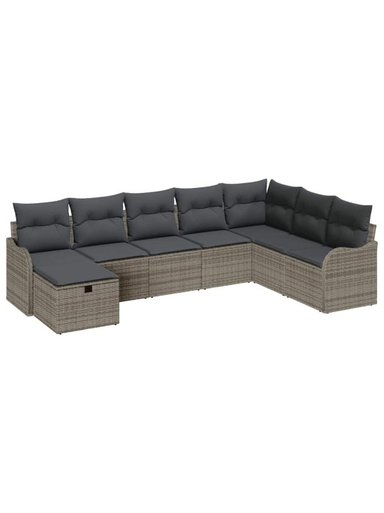 Dārza dīvānu komplekts 8 pcs pelēka 287.5 x 177.5 x 85 cm