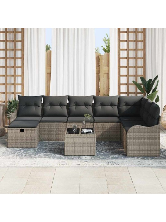 Dārza dīvānu komplekts 9 pcs pelēka 287.5 x 177.5 x 85 cm