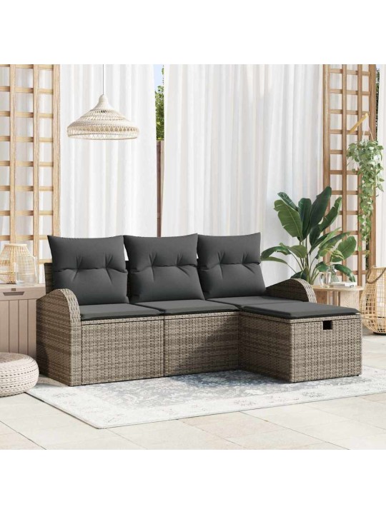 Dārza dīvānu komplekts 4 pcs pelēka 179 x 117 x 85 cm