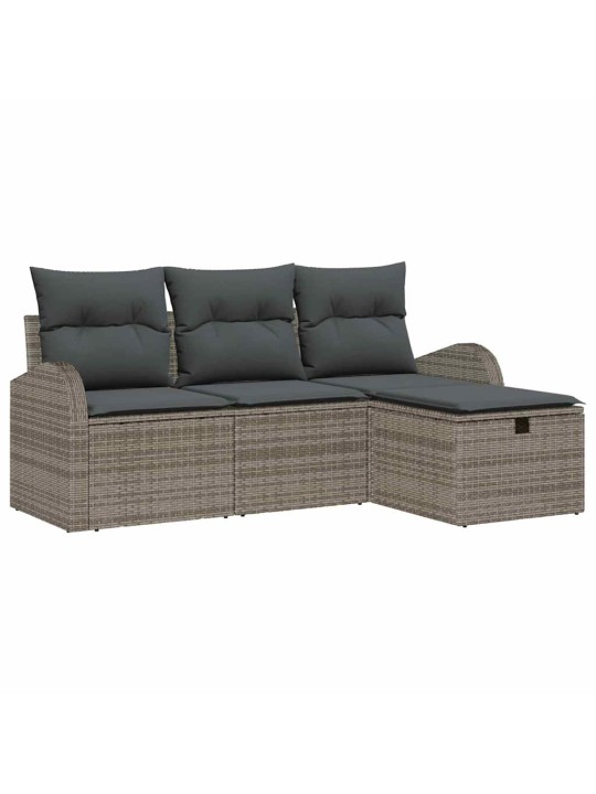 Dārza dīvānu komplekts 4 pcs pelēka 179 x 117 x 85 cm