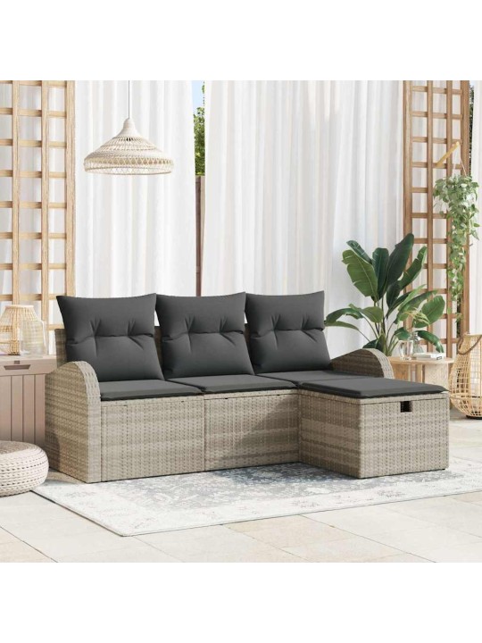 Dārza dīvānu komplekts 4 pcs gaiši pelēka 179 x 117 x 85 cm