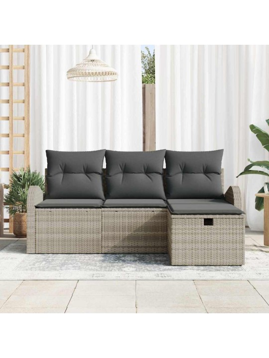 Dārza dīvānu komplekts 4 pcs gaiši pelēka 179 x 117 x 85 cm