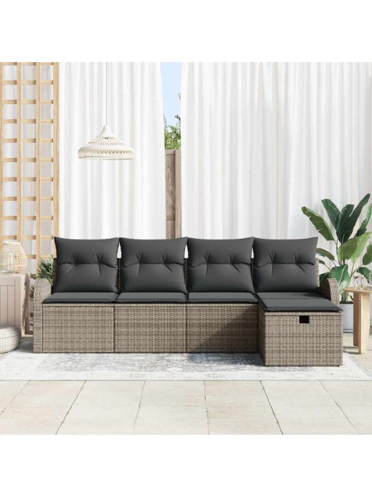 Dārza dīvānu komplekts 5 pcs pelēka 234 x 117 x 85 cm