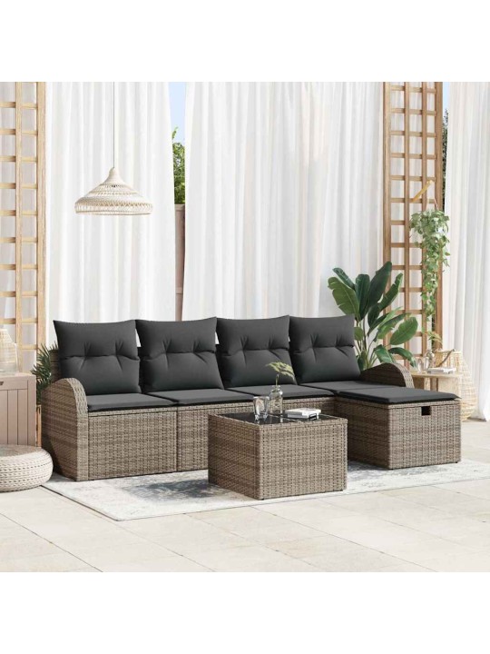 Dārza dīvānu komplekts 6 pcs pelēka 234 x 117 x 85 cm