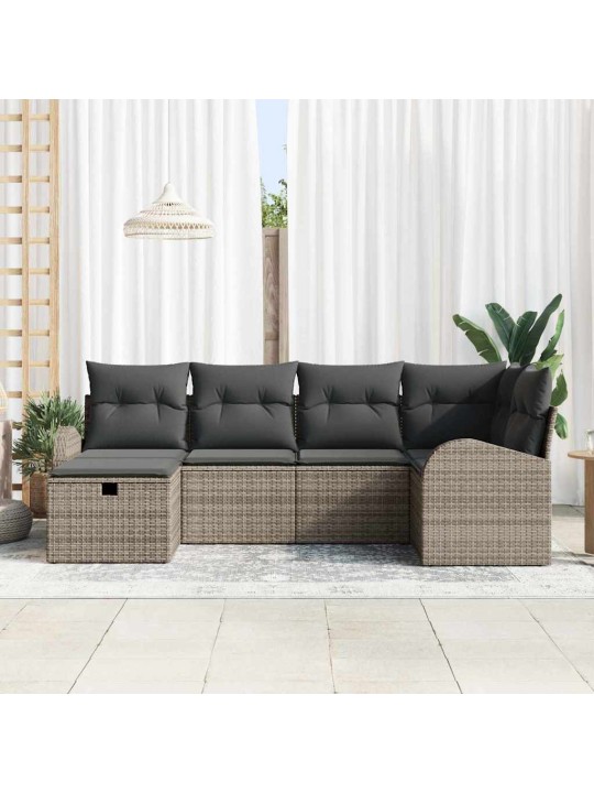 Dārza dīvānu komplekts 6 pcs pelēka 234 x 124 x 85 cm