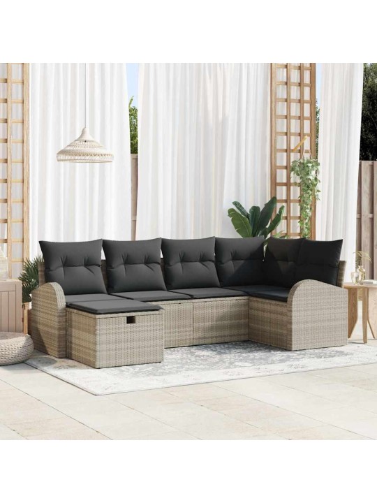 Dārza dīvānu komplekts 6 pcs gaiši pelēka 234 x 124 x 85 cm