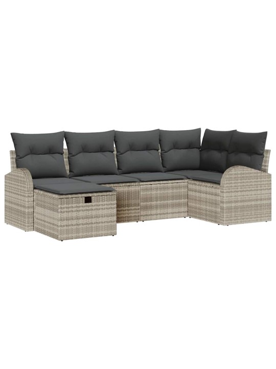 Dārza dīvānu komplekts 6 pcs gaiši pelēka 234 x 124 x 85 cm